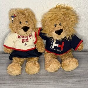 Vintage 2000 Tommy Hilfiger Plush lions with White and Navy Sweaters.